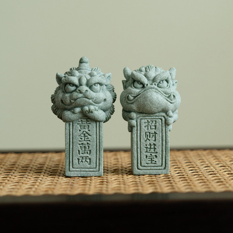 叙由堂青砂石瑞兽石玺家用桌面茶空间茶宠中式装饰品创意摆件工艺