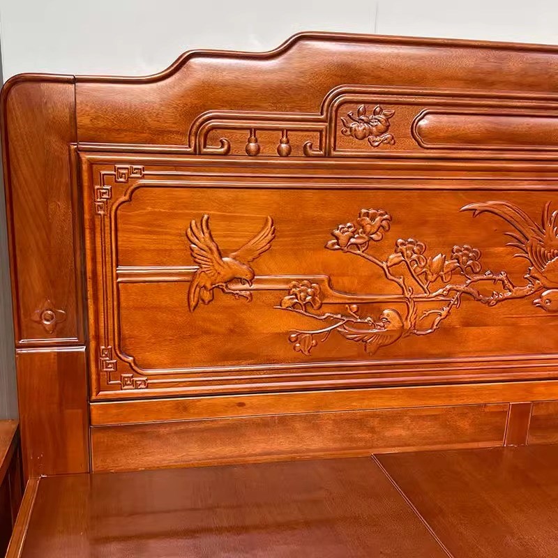 金花梨木全实木床加厚加粗新中式榫卯结构床古典雕花婚床双人大床