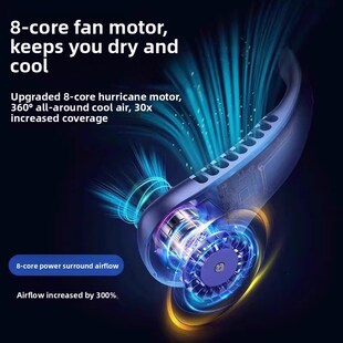 静音学生冷却风扇与电池 蓝牙耳机风格 悬挂脖小风扇2025新款 便携式