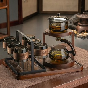 家用玻璃自动磁吸懒人感应泡茶壶冲泡茶神器功夫茶杯 茶具套装