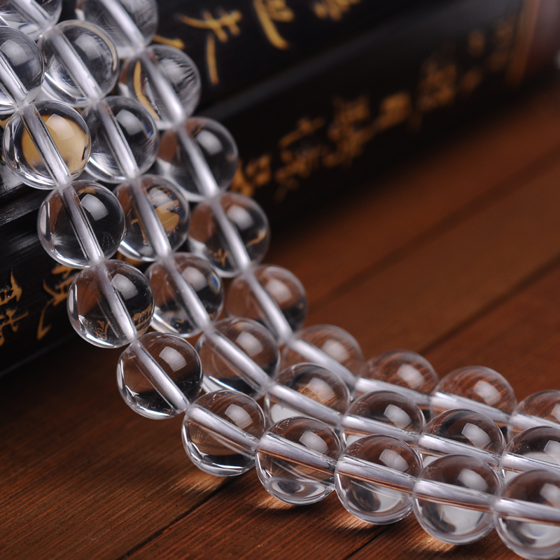 7A天然白水晶手链DIY手工白色珠子材料串珠水晶散珠佛珠手串配件