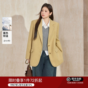 短款 蓝语大码 新款 白鹅绒羽绒服保暖外套2025冬季 大衣 羊毛混纺西装