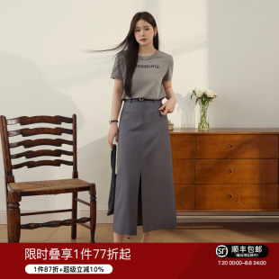 半身裙2025夏季 蓝语大码 T恤西装 女装 气质通勤两件套 胖mm盘扣短袖