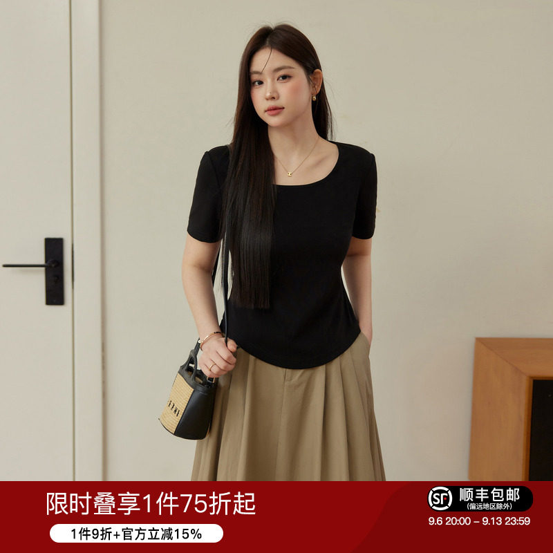 大码女装蓝语舒适通勤基础款T恤图片