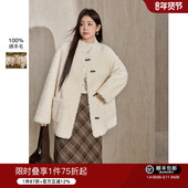 圆领宽松100%羊毛外套加厚保暖颗粒毛大衣2025冬新款 蓝语大码 女装