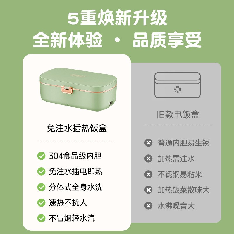 免注水电热饭盒可插电加热便当盒保温带饭饭盒上班热饭神器公室