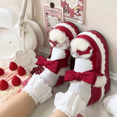 冬季女童洛丽塔鞋子Lolita鞋可爱少女JK小皮鞋厚底公主鞋秋冬大码