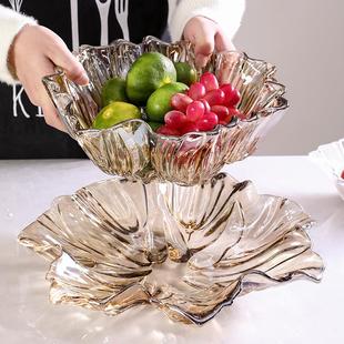 水晶玻璃果盘现代客厅家用水果盘创意茶几大号轻奢干果零食盘 欧式