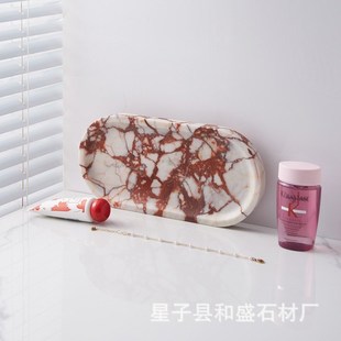 宝格莉大理石托盘粉红色装饰盘首饰珠宝置物玄关钥匙整理酒店摆件