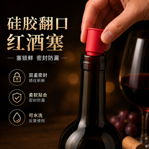 红酒瓶塞通用软硅胶双重密封酒瓶专用塞香槟塞防尘盖塞子瓶封口器