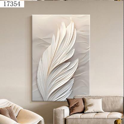 现代手绘简约装饰画激励分工立体羽毛挂画客厅走廊壁画奶油风高级
