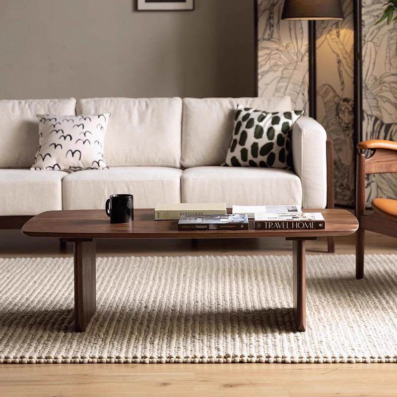 实木家用客厅茶几桌黑胡桃木轻奢茶几现代简约北美茶台客厅小户型