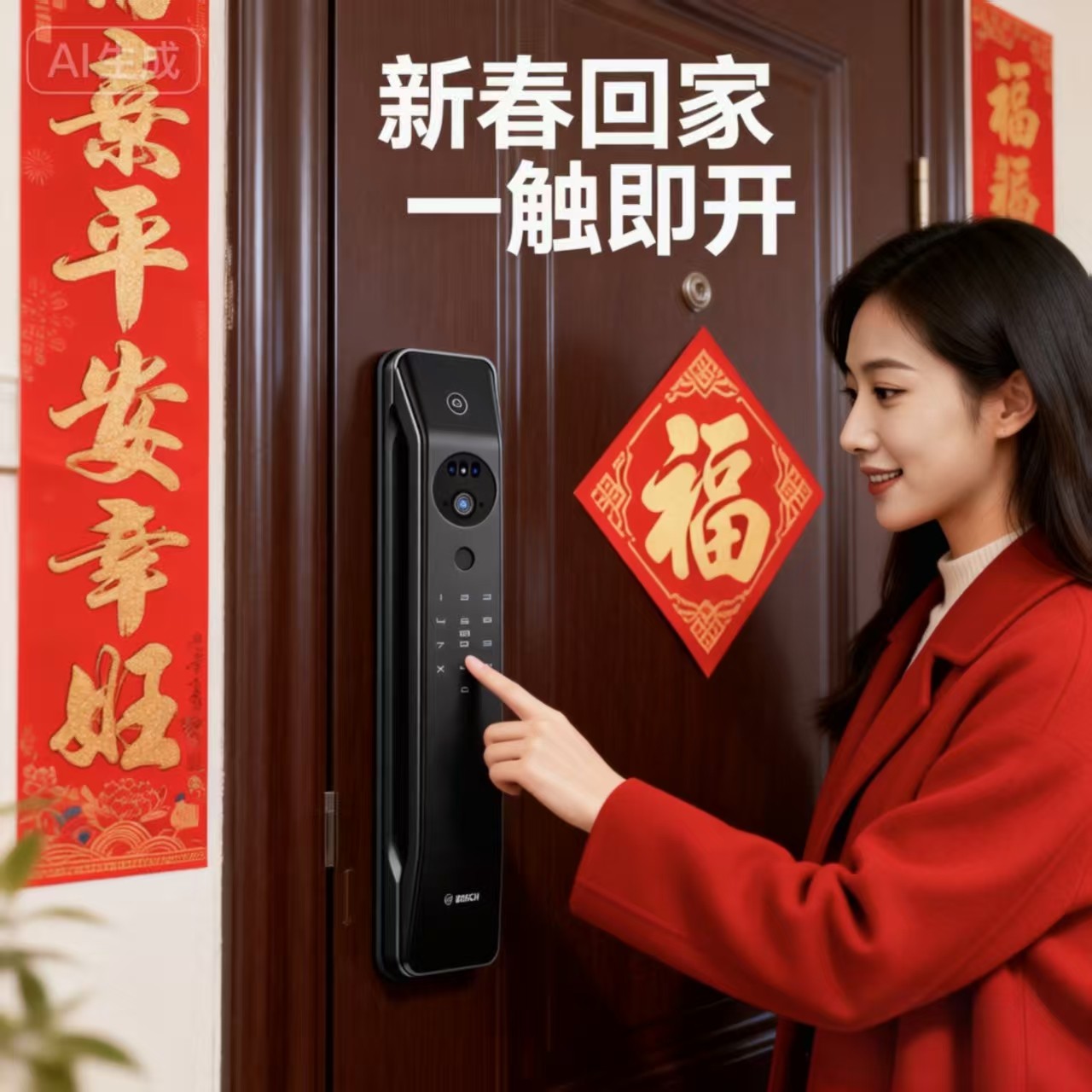 博世智能门锁fu8人脸识别防盗门指纹锁智能锁密码家用门锁FU6