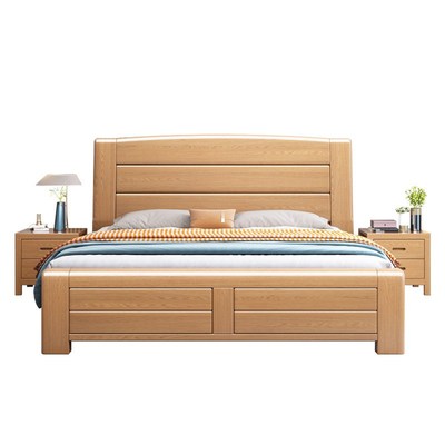 榉木实木床工厂1.5m1.8米双人1米2童床原木简约现代主卧婚床