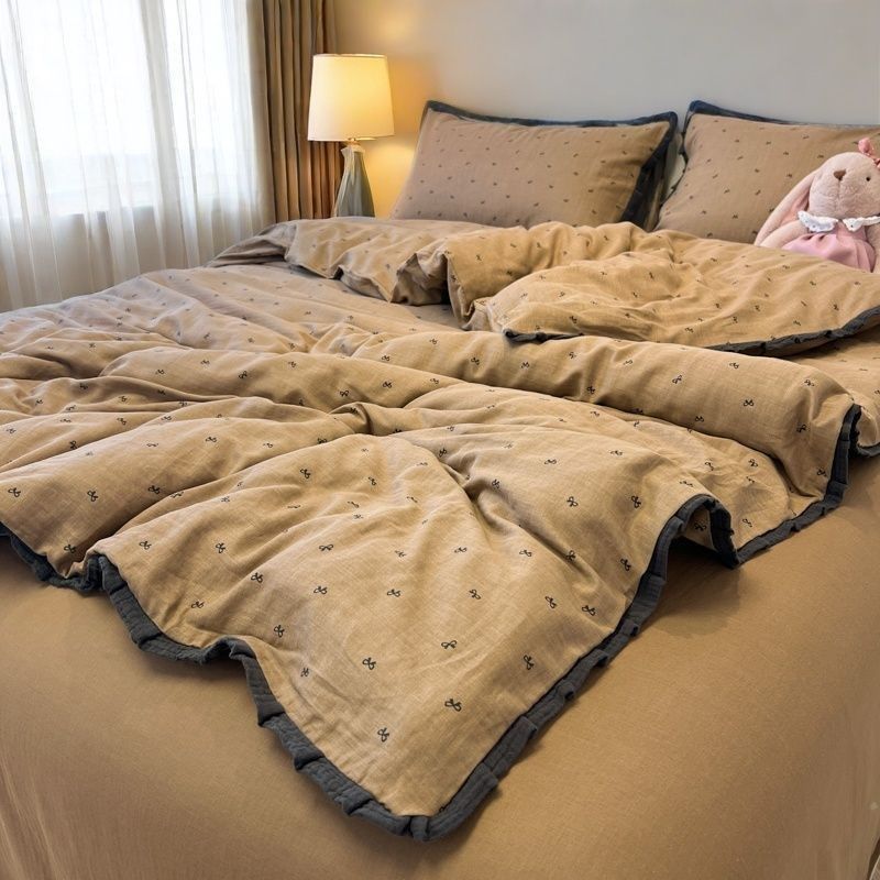 水洗棉四件套蕾丝公主风皱皱纱花边被套床单宿舍三件套学生床上,床上用品,床品套件/四件套/多件套,淘宝优惠券,粉丝福利购,淘宝优惠卷