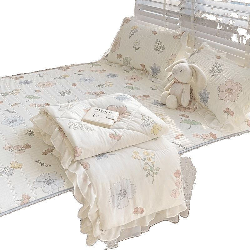 夏季乳胶凉席夏凉被床上四件套2025新款公主风冰丝被套床单三件套,床上用品,乳胶席,淘宝优惠券,粉丝福利购,淘宝优惠卷