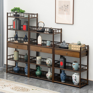 新中式博古架茶架展示架实木客厅隔断多宝阁茶具茶叶茶柜置物架子