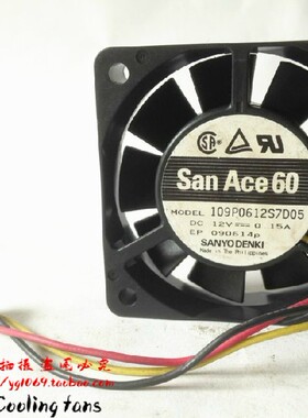 三洋 6cm 6厘米服务器风扇6015 12V 0.15A 109P0612S7D05