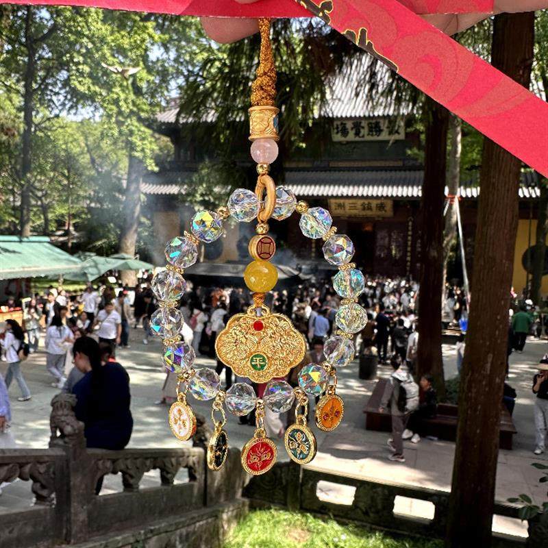 五路财神水晶挂件2026年水晶算盘车挂平安女生高级感车饰招财挂件,汽车用品/电子/清洗/改装,车挂,淘宝优惠券,粉丝福利购,淘宝优惠卷