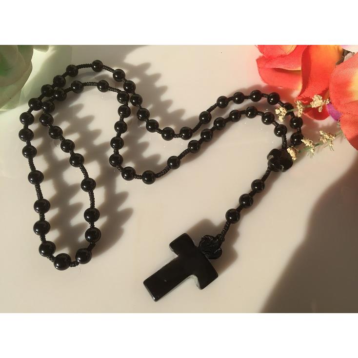 天然玛瑙七苦和五端（不要买错）玫瑰串珠十字架项链联系客服看图