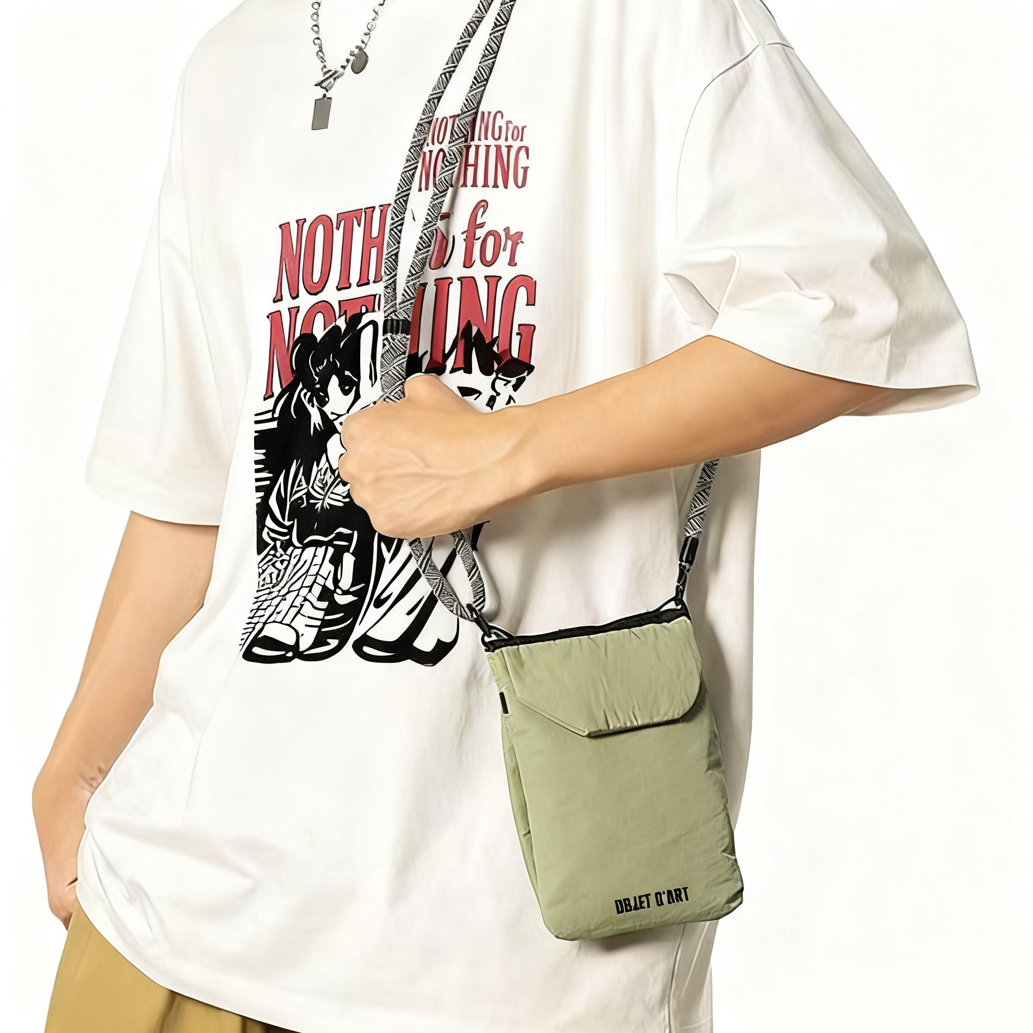 日系休闲旅游单肩包斜挎包证件手机包包户外运动轻薄男士小包工装