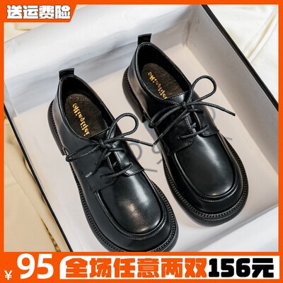 复古英伦小皮鞋女2024年秋冬新款