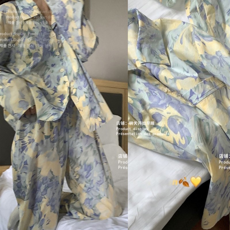 有点小艺术家 油画花睡衣可外穿宽松亲肤百搭ins女生家居服套