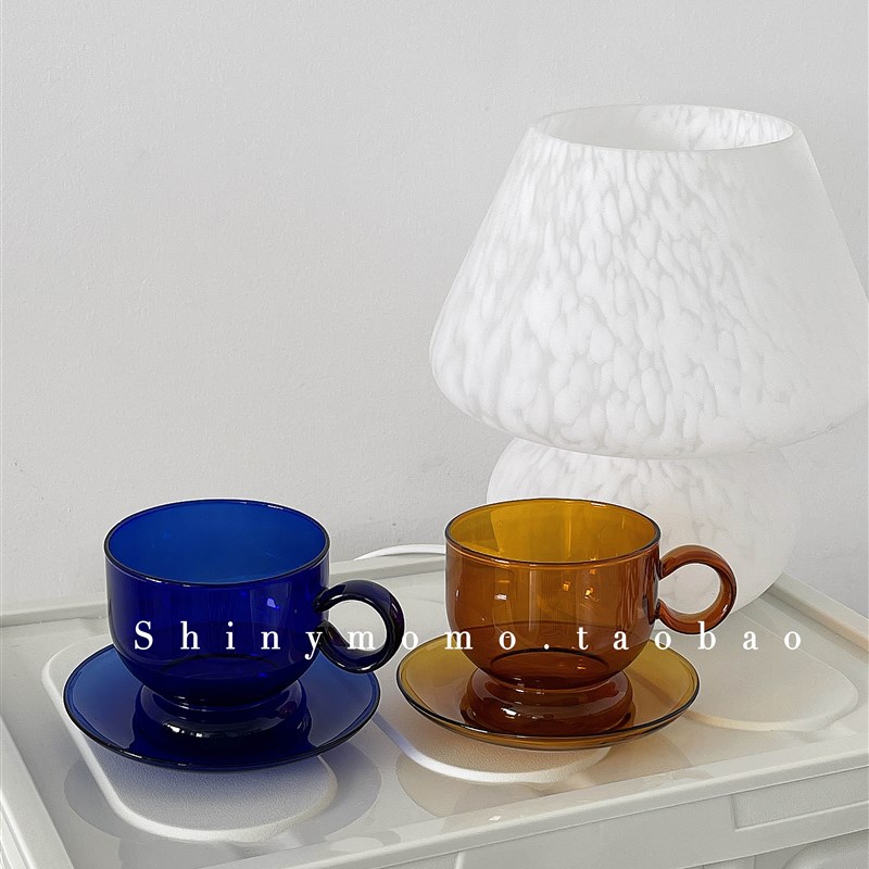 Shinymomo自制北欧彩色玻璃咖啡杯垫果子杯