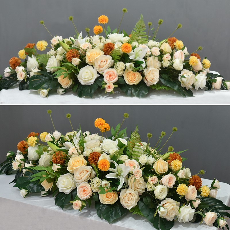 假花仿真花高档长形大型会议桌花商务台花办公会议室桌面装饰摆饰