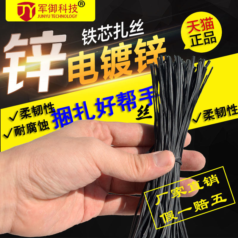 1000条 铁镀锌铁丝扎线 扎丝扎带 包塑 铁扎丝 铁芯捆线 20CM