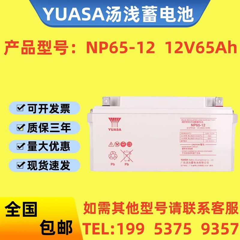 YUASA汤浅蓄电池 NP65-12 正品包邮 12V65Ah 直流屏/机房/UPS电源