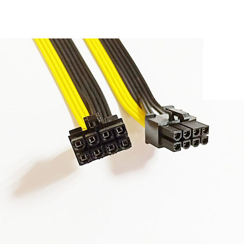 适用显卡pcie 8pin公头 转8pin公 转接线 电源线 60cm 黄黑排线