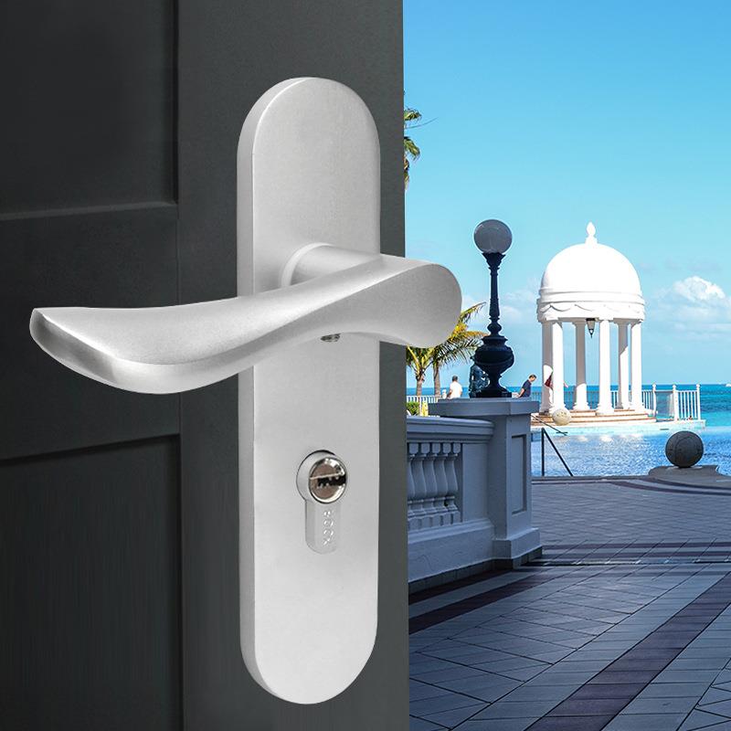 卧室静音执手锁房门执把锁简约风锁具室内大门铝质拉手锁厂家