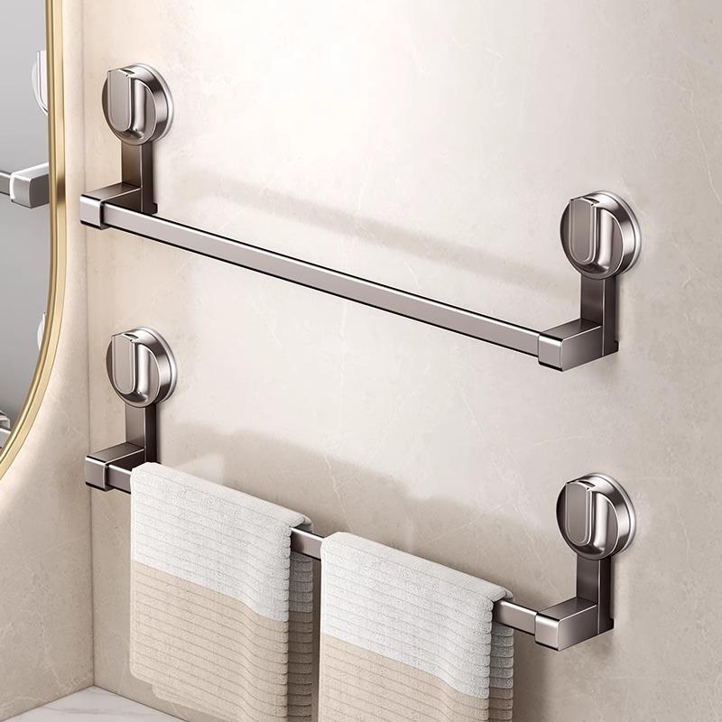 强力吸盘式毛巾架子卫生间免打孔浴室浴巾壁挂置物架收纳挂架单杆