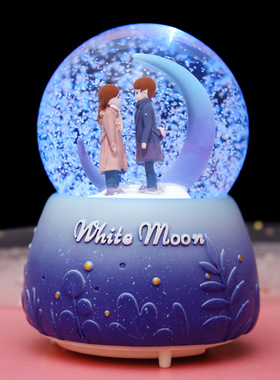 情侣小夜灯梦幻雪花水晶球v少女音乐盒儿童八音盒摆件女孩生日礼