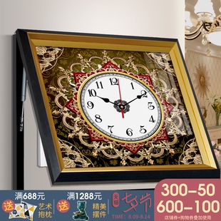 晶瓷遮挡电表箱装饰画带钟w表配电箱免打孔餐厅壁画电闸盒挂画