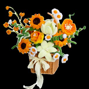 扭扭棒手工成品花束花篮diy材料C包客厅电视柜办公桌摆件生日礼物