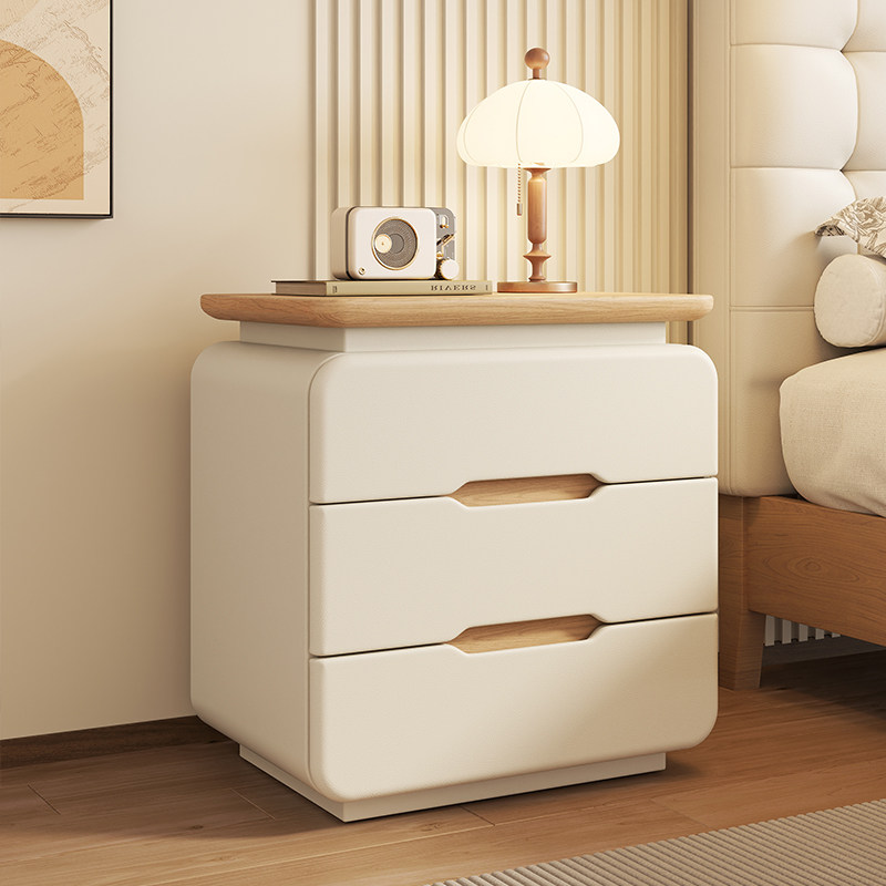 2025爆款中古奶油风实木床头柜家用卧室轻奢高级感创意小型储物柜,住宅家具,床头柜,淘宝优惠券,粉丝福利购,淘宝优惠卷