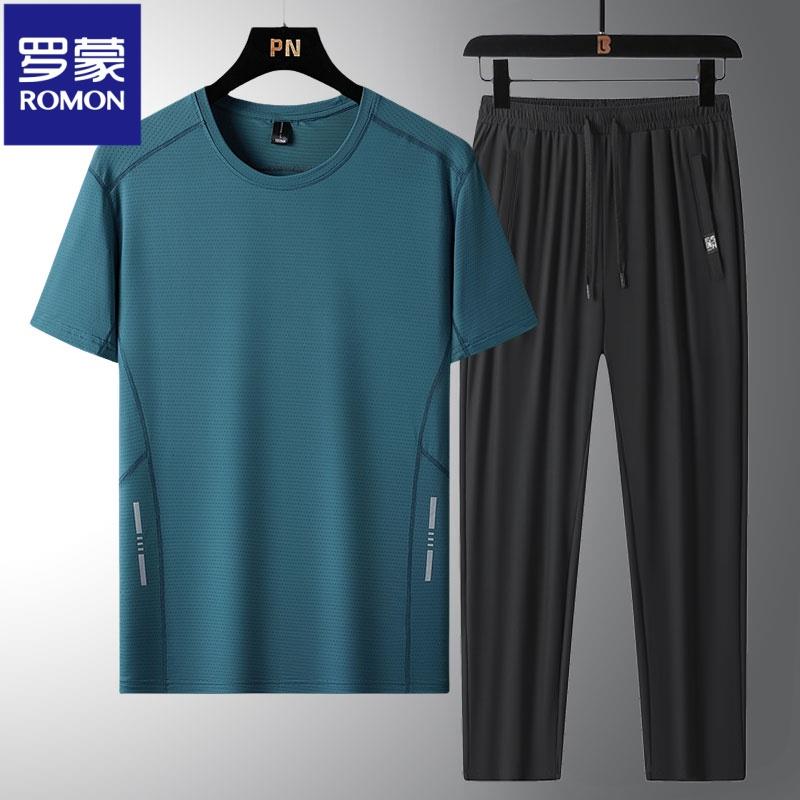 罗蒙爸爸夏季套装父亲中老年衣服