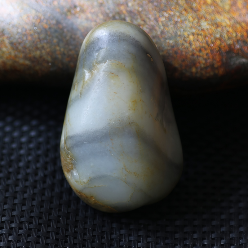 新疆和田玉黄沁独籽手镯平安扣青花籽料墨玉挂件白玉洒金皮手串