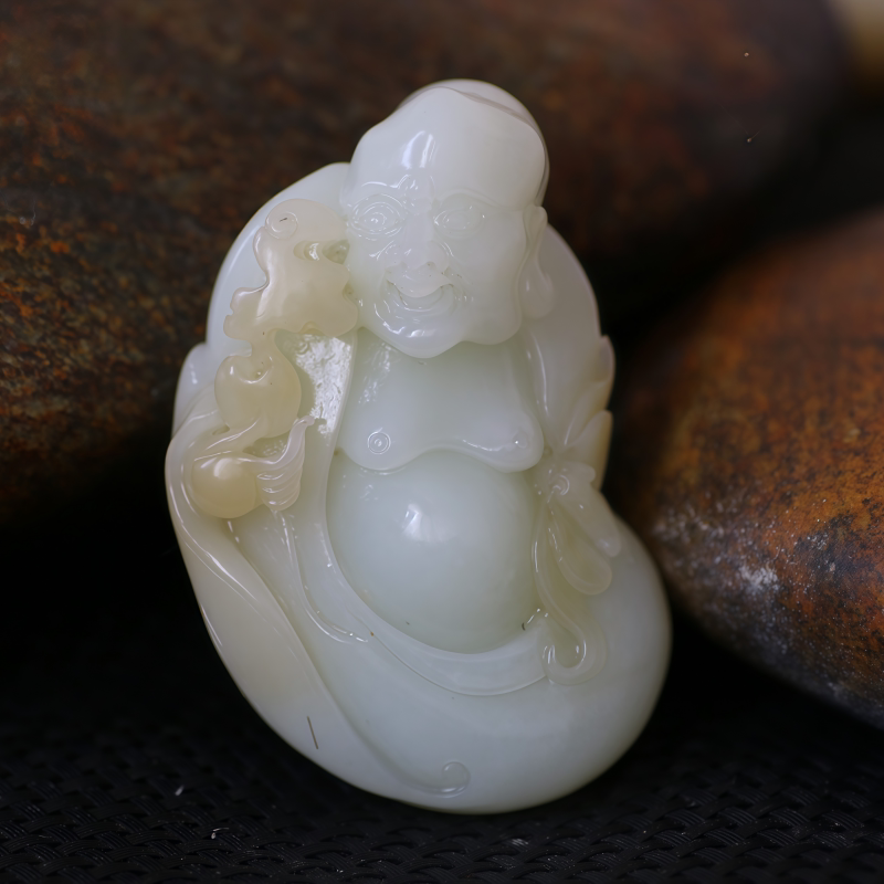 新疆和田玉黄沁独籽手镯平安扣青花籽料墨玉挂件白玉洒金皮手串