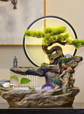 风水轮招财高山流水喷泉水车景观生财办公室假山水景循环水摆件