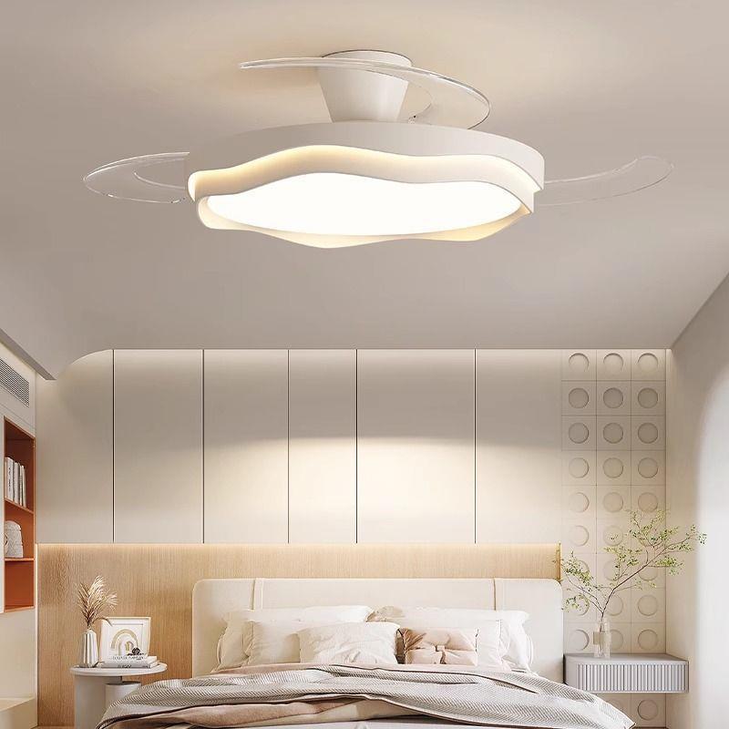2025新款大风力北欧奶油风扇灯个性创意餐厅吊灯一体卧室房间灯具