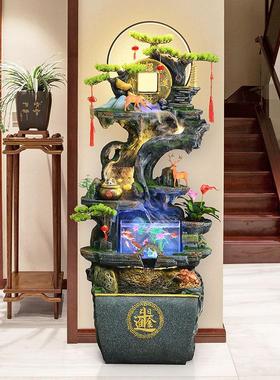 中式根雕流水鱼缸假山风水轮景观客厅沙发旁办公室循环水装饰摆饰
