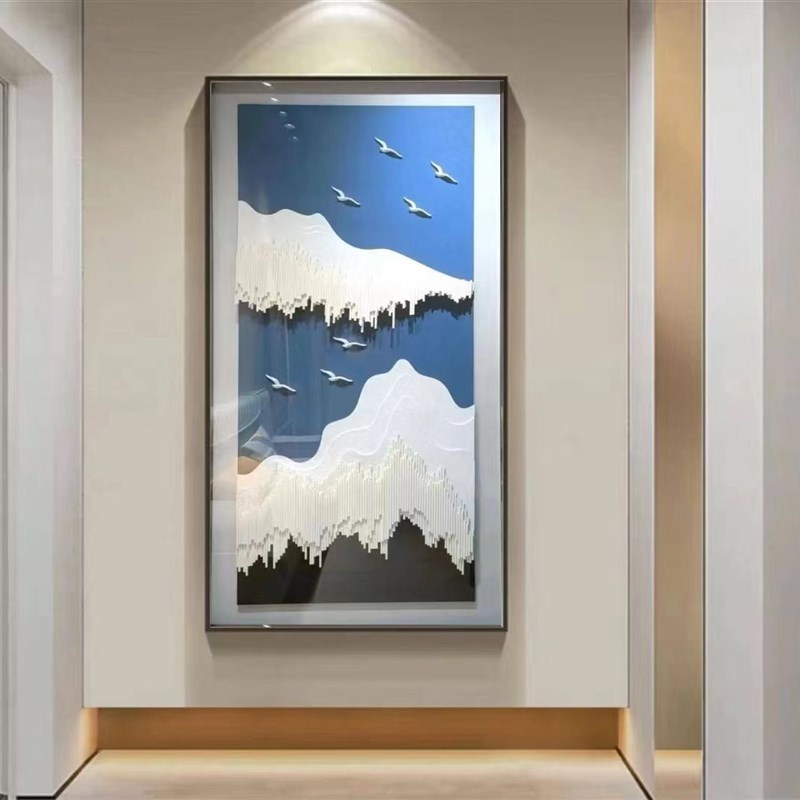 新款玄关装饰画抽象砂岩雕刻立体画走廊过道挂画寓意好玄幻墙壁画