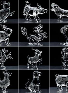 水晶12十二生肖鼠牛虎兔龙蛇马羊猴鸡狗猪客厅工艺品属相装饰摆件
