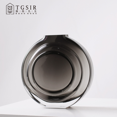 简约方形大口径玻璃花瓶摆件客厅水养鲜花高款透明插花器软装饰品