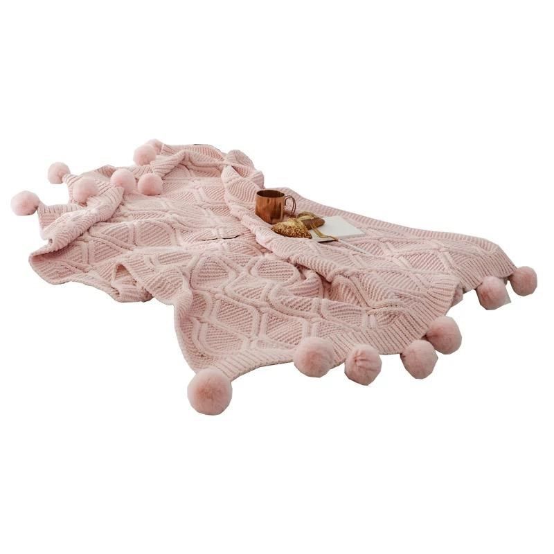 北欧沙发毯加厚盖毯披肩轻奢针织毛线毯床尾搭毯盖毯装饰球球毯子,床上用品,休闲毯/毛毯/绒毯,淘宝优惠券,粉丝福利购,淘宝优惠卷