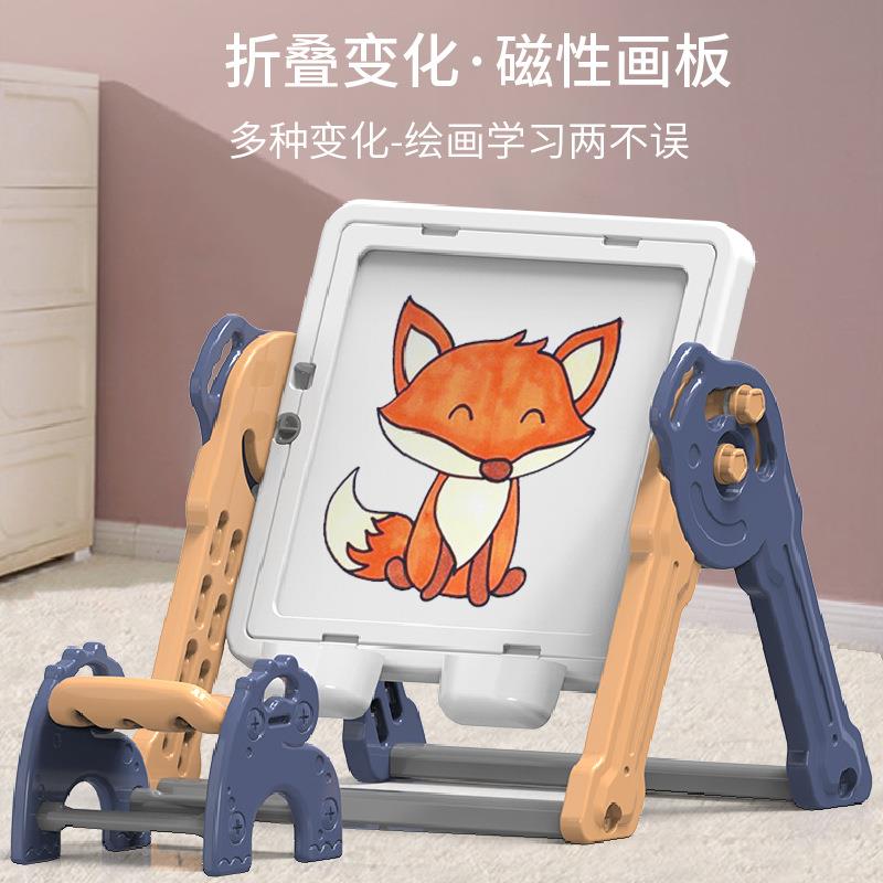 儿童学习桌积木桌多功能可折叠画板玩具宝宝管道摩天轮拼装玩具