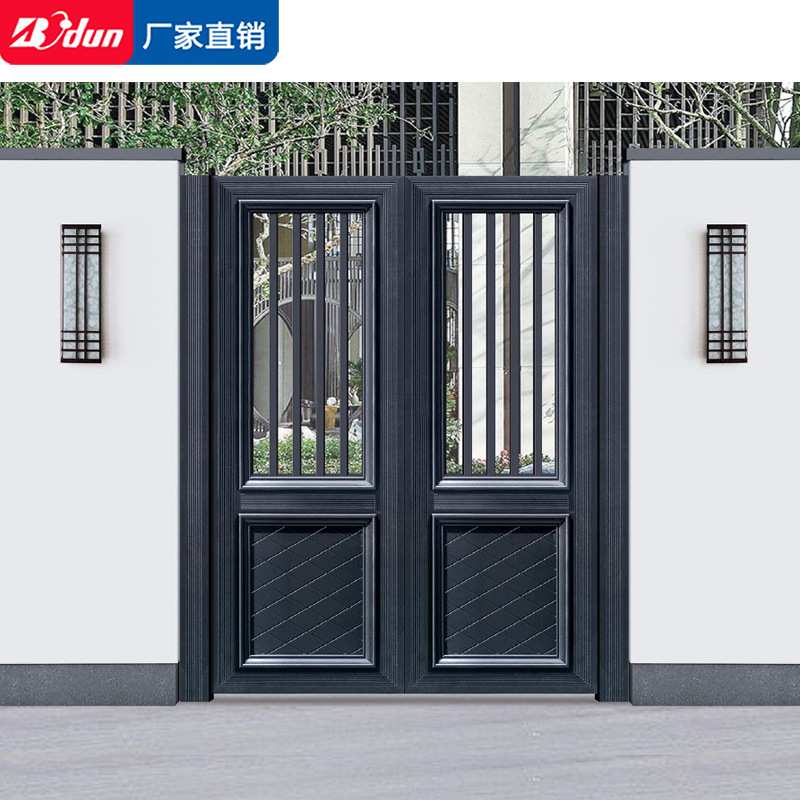 铝艺庭院大门乡村院子小门花园别墅铝合金电动双开小院对移门开门
